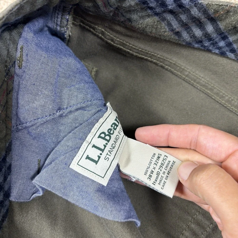 LL Bean Men's Pants Size 38 x 32 Green Chino Soft Flannel Standard Fit 298253